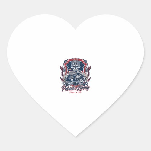 Patriotic 1776 Off Road Skull Monster Truck Heavy Heart Sticker