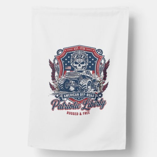 Patriotic 1776 Off Road Skull Monster Truck Heavy House Flag