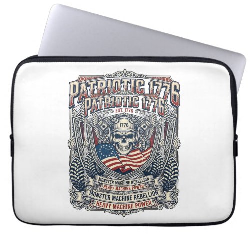 Patriotic 1776 Off Road Skull Monster Truck Heavy  Laptop Sleeve