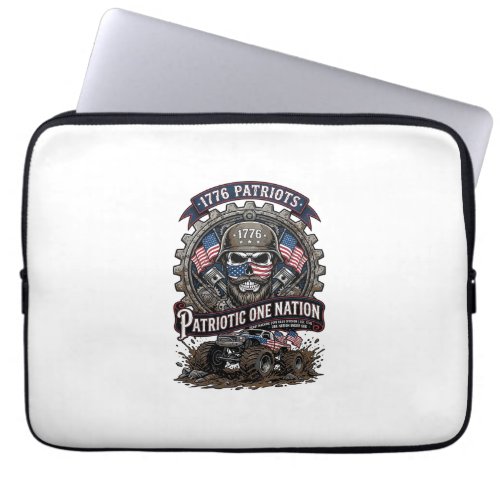 Patriotic 1776 Off Road Skull Monster Truck Heavy Laptop Sleeve