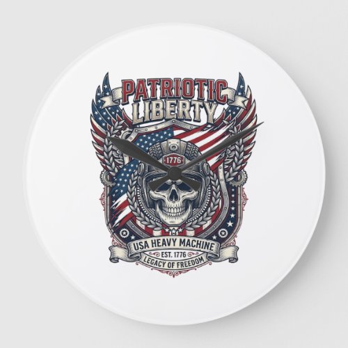 Patriotic 1776 Off Road Skull Monster Truck Heavy Large Clock