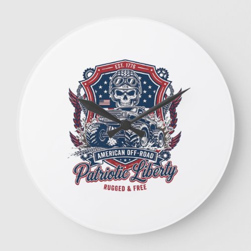 Patriotic 1776 Off Road Skull Monster Truck Heavy  Large Clock