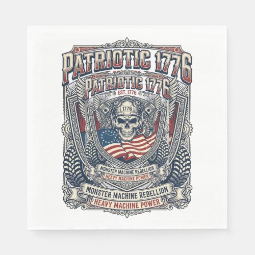 Patriotic 1776 Off Road Skull Monster Truck Heavy Napkins