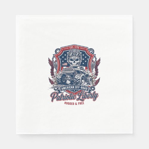 Patriotic 1776 Off Road Skull Monster Truck Heavy  Napkins