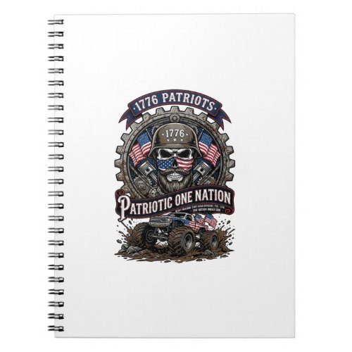 Patriotic 1776 Off Road Skull Monster Truck Heavy Notebook