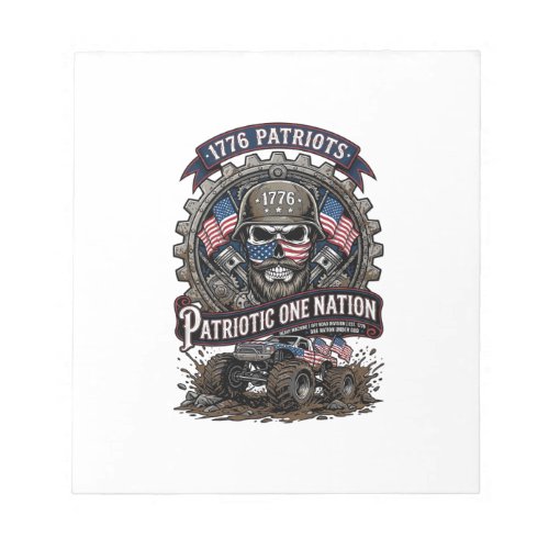 Patriotic 1776 Off Road Skull Monster Truck Heavy Notepad