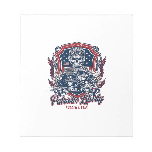 Patriotic 1776 Off Road Skull Monster Truck Heavy Notepad