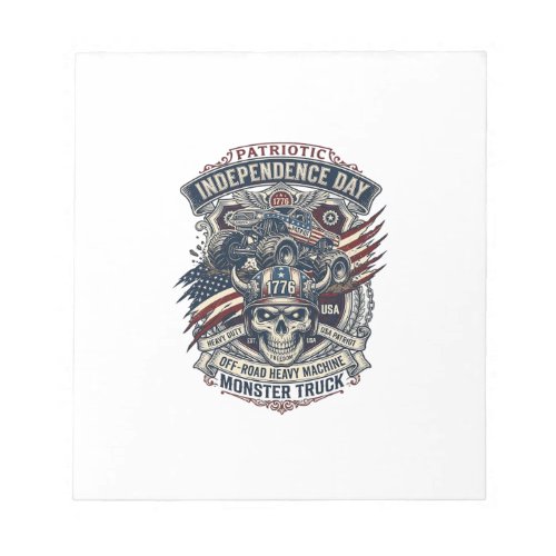 Patriotic 1776 Off Road Skull Monster Truck Heavy  Notepad