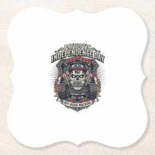 Patriotic 1776 Off Road Skull Monster Truck Heavy Paper Coaster