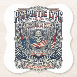 Patriotic 1776 Off Road Skull Monster Truck Heavy Paper Coaster