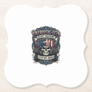 Patriotic 1776 Off Road Skull Monster Truck Heavy Paper Coaster