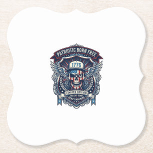 Patriotic 1776 Off Road Skull Monster Truck Heavy Paper Coaster