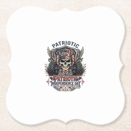 Patriotic 1776 Off Road Skull Monster Truck Heavy Paper Coaster