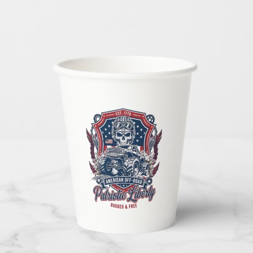 Patriotic 1776 Off Road Skull Monster Truck Heavy Paper Cups