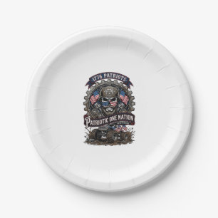 Patriotic 1776 Off Road Skull Monster Truck Heavy Paper Plates