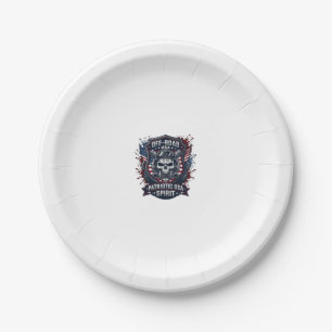 Patriotic 1776 Off Road Skull Monster Truck Heavy Paper Plates