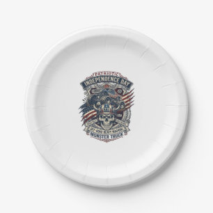 Patriotic 1776 Off Road Skull Monster Truck Heavy Paper Plates