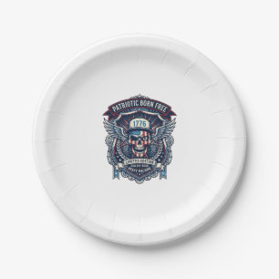 Patriotic 1776 Off Road Skull Monster Truck Heavy Paper Plates