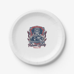 Patriotic 1776 Off Road Skull Monster Truck Heavy Paper Plates