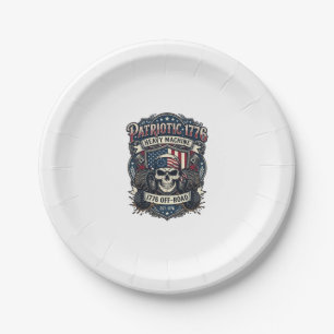 Patriotic 1776 Off Road Skull Monster Truck Heavy Paper Plates