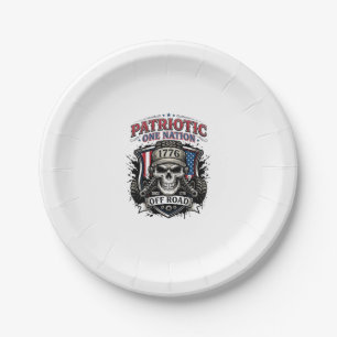 Patriotic 1776 Off Road Skull Monster Truck Heavy Paper Plates