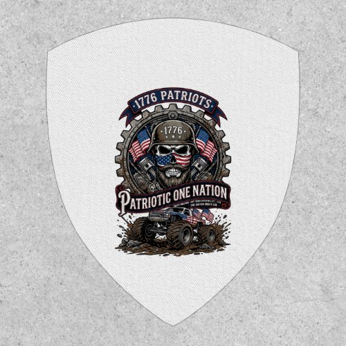 Patriotic 1776 Off Road Skull Monster Truck Heavy  Patch