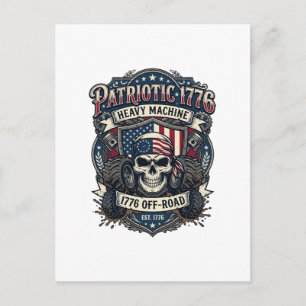 Patriotic 1776 Off Road Skull Monster Truck Heavy Postcard