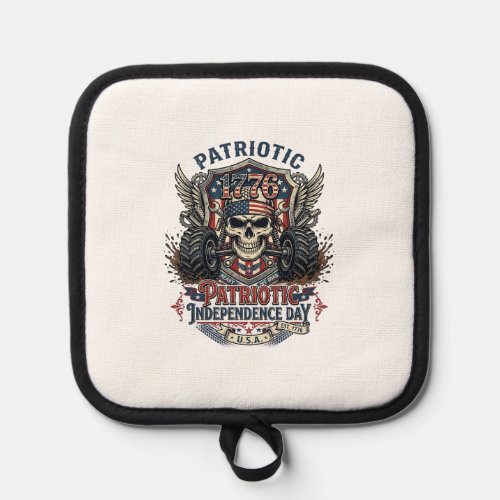 Patriotic 1776 Off Road Skull Monster Truck Heavy  Pot Holder