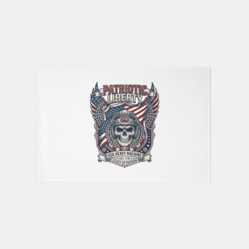 Patriotic 1776 Off Road Skull Monster Truck Heavy Rug