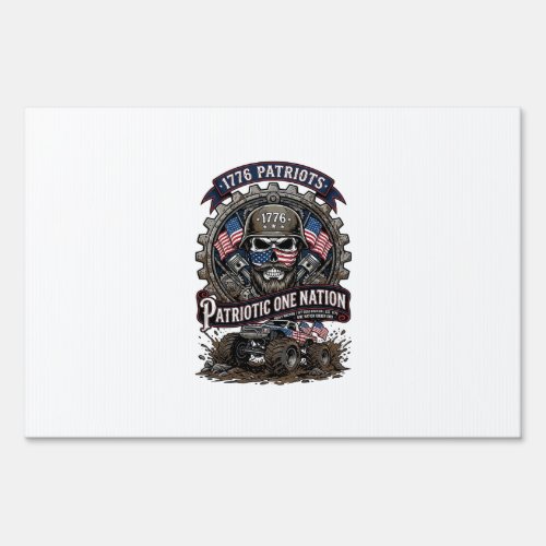 Patriotic 1776 Off Road Skull Monster Truck Heavy Sign