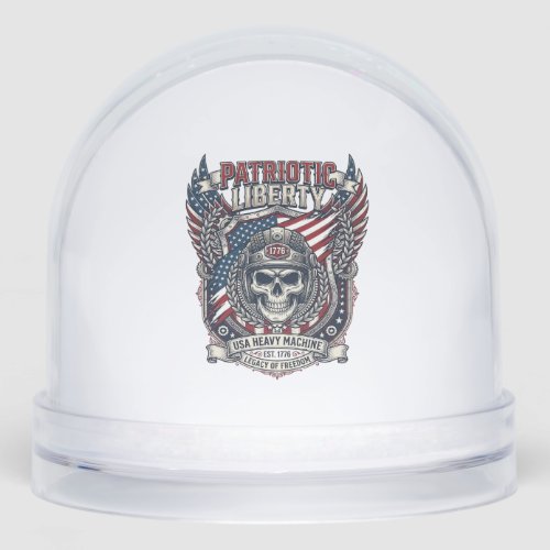 Patriotic 1776 Off Road Skull Monster Truck Heavy Snow Globe