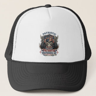 Patriotic 1776 Off Road Skull Monster Truck Heavy  Trucker Hat