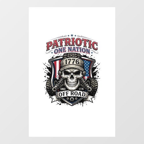 Patriotic 1776 Off Road Skull Monster Truck Heavy Window Cling