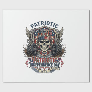 Patriotic 1776 Off Road Skull Monster Truck Heavy Wrapping Paper