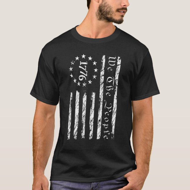 Patriotic 1776 We The People USA American Flag 4th T-Shirt (Front)