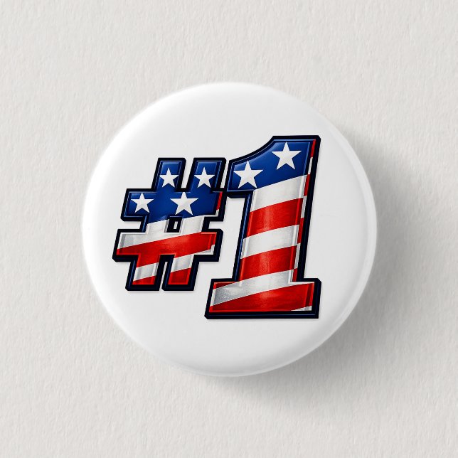 Patriotic #1 Flag Design Button (Front)