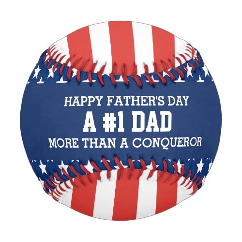 Patriotic 1 NUMBER 1 DAD Fathers Day USA Flag Baseball