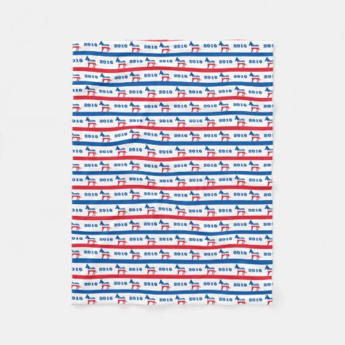 Patriotic 2016 Democrat Donkey Stripes Fleece Blanket