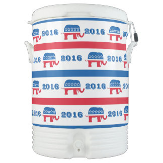 Patriotic 2016 Republican Elephant Stripes Beverage Cooler