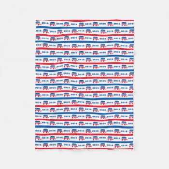 Patriotic 2016 Republican Elephant Stripes Fleece Blanket by Campaign20XX at Zazzle