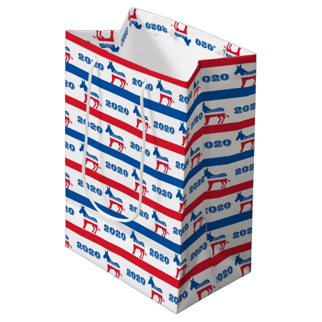 Patriotic 2020 Democrat Donkey Stripes Medium Gift Bag (Front Angled)