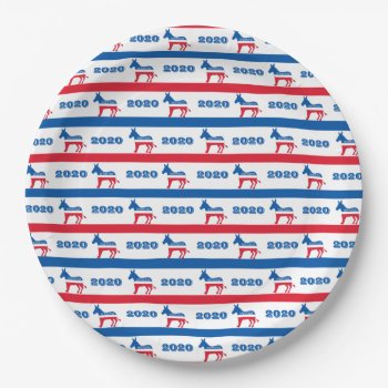 Patriotic 2020 Democrat Donkey Stripes Paper Plates by Campaign20XX at Zazzle