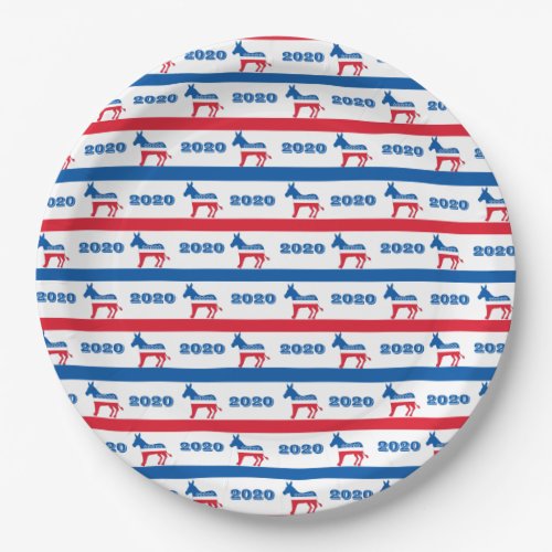 Patriotic 2020 Democrat Donkey Stripes Paper Plates