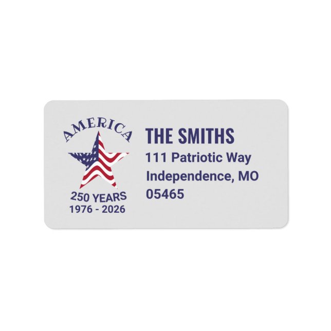 Patriotic 250 Year American Flag Address Labels (Front)