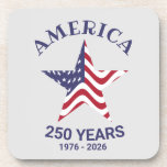 Patriotic 250 Year American Flag Drink Coaster<br><div class="desc">Show your patriotic style with the cute star patriotic red,  white and blue star custom 250 Years drink coaster!</div>