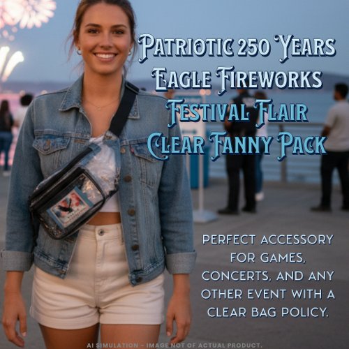 Patriotic 250 Years Eagle Fireworks Festival Flair Clear Fanny Pack Patriotic 250 Years Eagle Fireworks Festival Flair Clear Fanny Pack