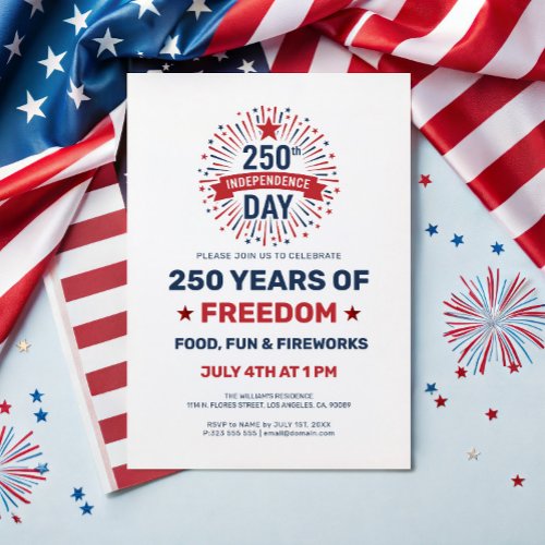 Patriotic 250 Years Freedom Celebration Invitation