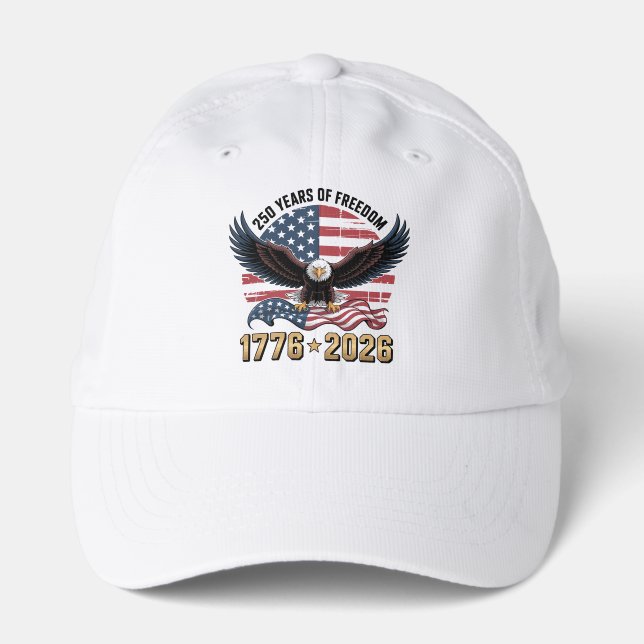 Patriotic 250 Years of Freedom Eagle White Performance Cap (Front)