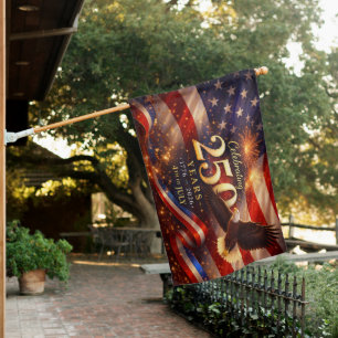 Patriotic 250th Anniversary Banner House Flag