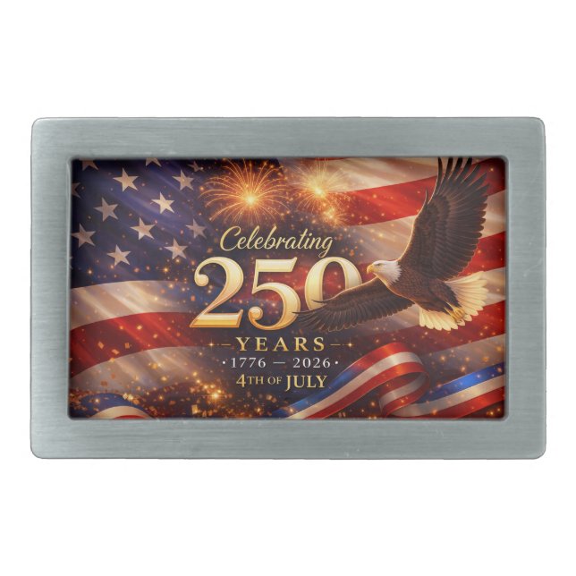 Patriotic 250th Anniversary Belt Buckle (Front)